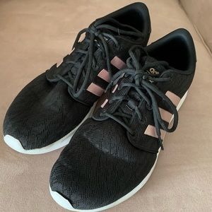 Adidas Cloudfoam running shoes black rose gold 9.5